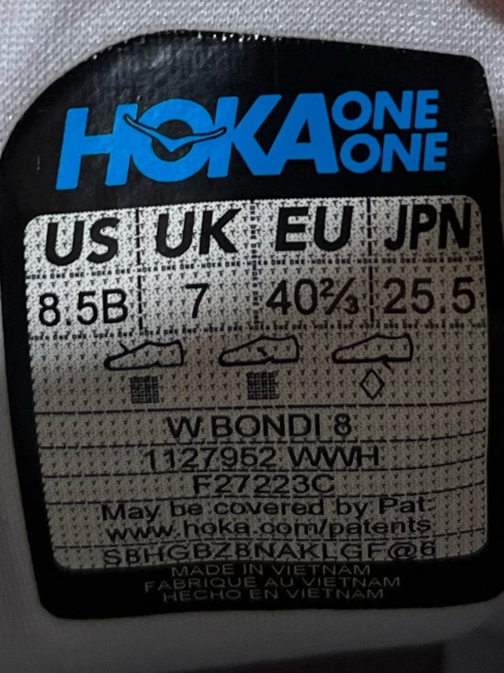 Hoka One One Bondi 8 REFLECTIVE Womens Size 8.5 (B) Running Shoes Sneakers White - Picture 14 of 15